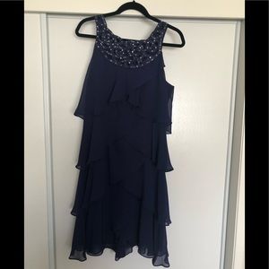 S.L. Fashions size 14 blue dress w/ beaded detail